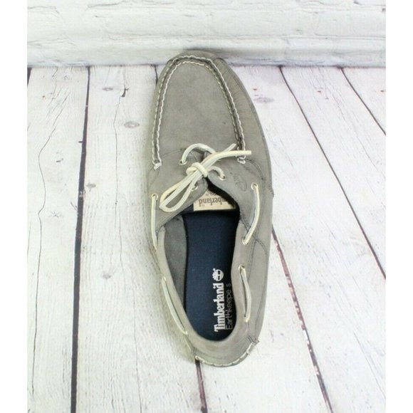Timberland Earthkeepers Kiawah Bay Gray Leather Moccasin Boat Shoes Size 14 - Picture 6 of 9